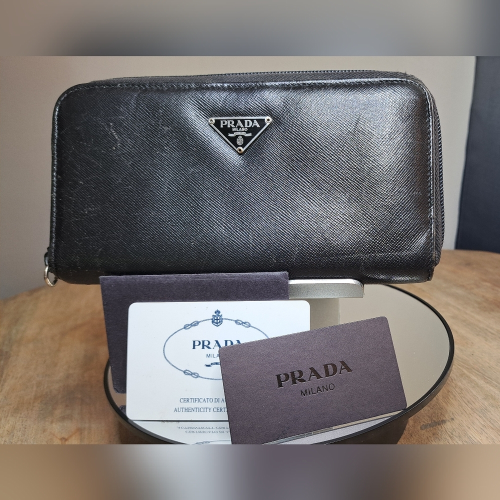 Prada Black Saffiano Leather Zip-Around Wallet - Picture 16 of 16